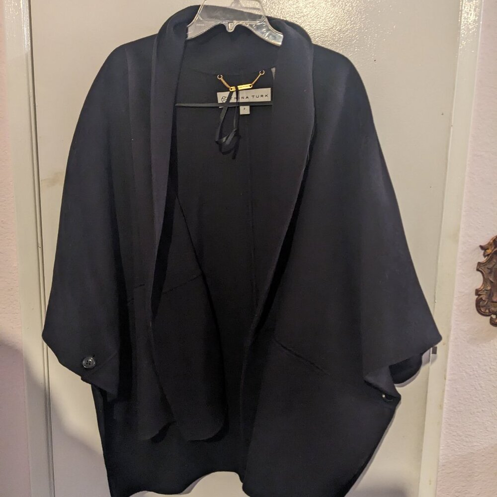 Trina Turk Cape - Black Wool - One Size